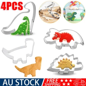 4pcs/set Decorating Dinosaur/Animal Stainless Steel Cookie Cutter Party Mold AU - Picture 1 of 12