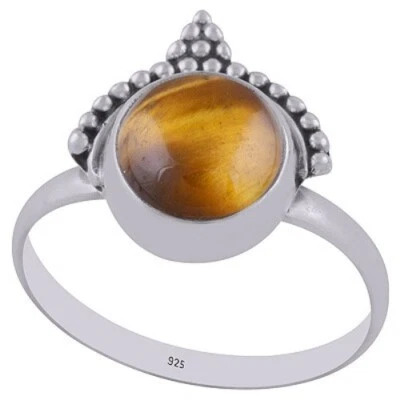 Occhio di Tigre Pietra Anello Appariscente per Donna 925 Argento Sterling Mamma - Immagine 1 di 4
