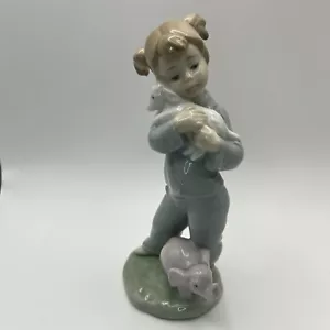 Lladro NAO "Special Friends" Mädchen mit kleinem Lamm & rosa Elefant 1129 Schlafkopf - Bild 1 von 5