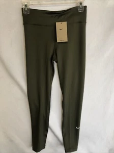 NWT Nike One Dri-Fit Girls' Leggings, Green, Nike Logo, Long Length, Size L - Picture 1 of 7