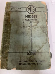 MG Midget Series TD 1952 Operation Manual Handbook Owners Guide Book - Picture 1 of 6