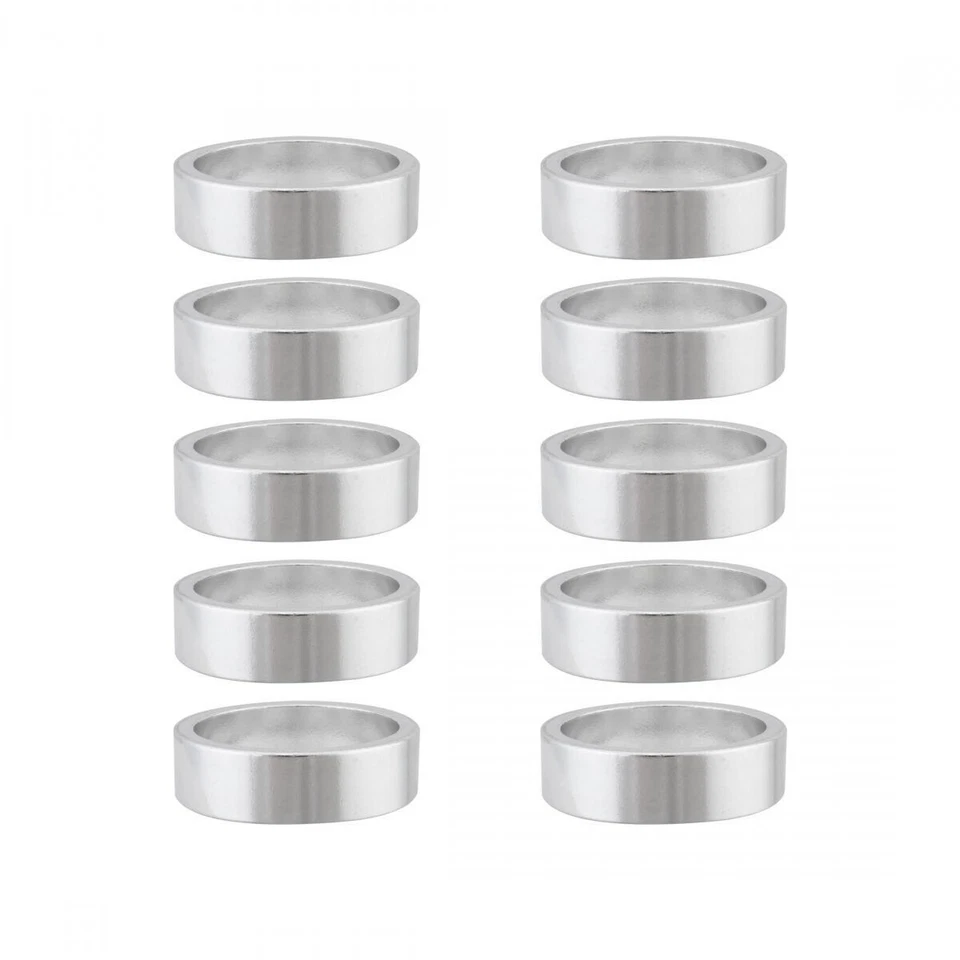 ORIGIN8 BIKE BICYCLE HEADSET SPACER ALLOY 10mm x 1-1/8 SILVER BAG of 10 - Image 1 of 1