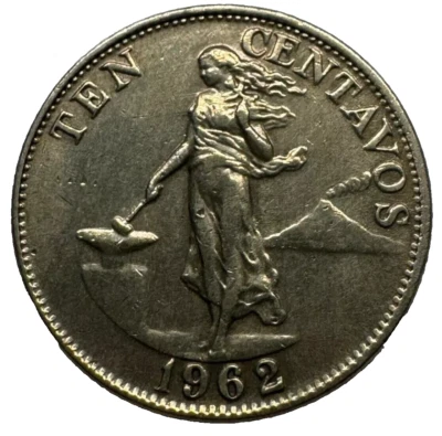 1962 PHILIPPINES - 10 Centavos - Vintage UNC Coin - Copper/Nickel/Zinc Coin - Image 1 of 2