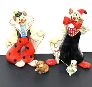 2 FIGURAS DE PAYASO CIRCO ENESCO DE COLECCIÓN CON MONO Y PERRO EN LIXIVIACIÓN SRI LANKA - Imagen 1 de 7