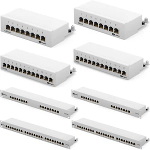 Cat6 Cat6a Patchpanel 12 8-Port RJ45 geschirmt Desktop Aufputz 1 10 GB Profi LAN - Photo 1/109