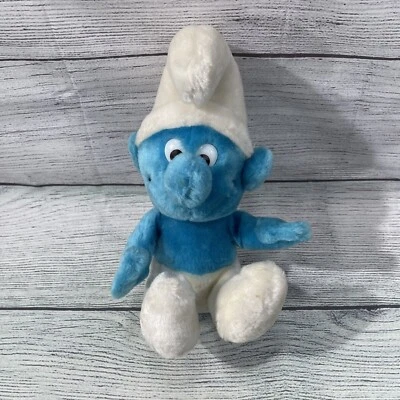 The Smurfs Peyo 1980 Plush Blue Smurf Stuffed Toy Collectible 10" Vintage - Image 1 of 4
