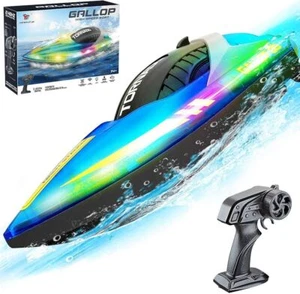 RC Boot mit LED Licht Ferngesteuertes Rennboot Schiff Boot 15+km/h + 2*Akku - Bild 1 von 14