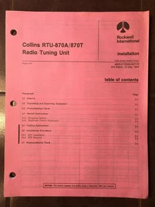 Rockwell Collins RTU-870A & RTU-870T Radio Tuning Unit Install manual - Picture 1 of 8