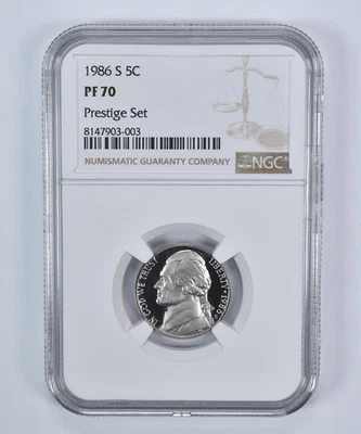1986-S Jefferson Nickel Prestige Set PF70 NGC Brown Label *1815 - Image 1 of 4