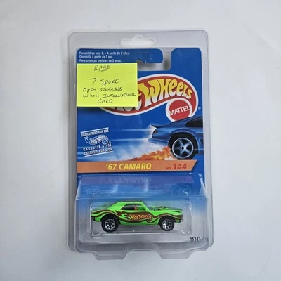 Tarjeta internacional Hot Wheels 67 1996 Camaro Mod Bod Series variación "7 radios" envío gratuito Foto 1 de 4