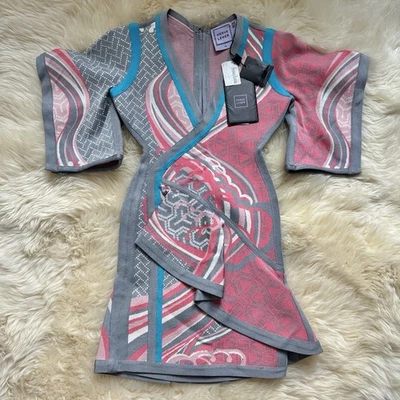 New Herve Leger Dress Pink Kimono Sleeve Sz Xs - Image 1 of 4