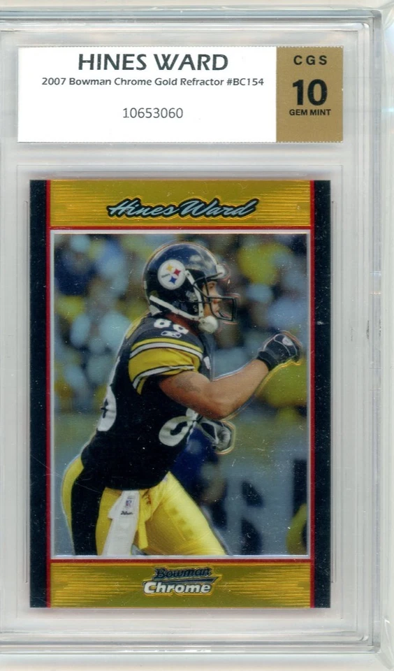 2007 Bowman Chrome Gold Refractor #BC154 Hines Ward No 11 of 50 - Image 1 of 2