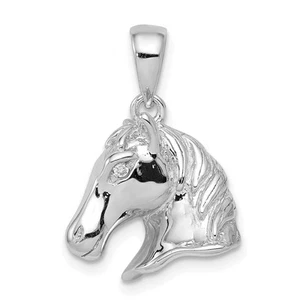 Sterling Silver Polished Horse Head Pendant - Picture 1 of 6
