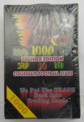 1991 Wild Card Colligate Brett Farve 1000 Stripe NFL Premier Edition Wax Box - Image 1 of 4