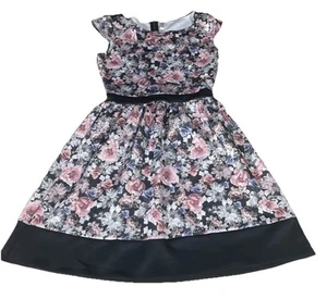 Xhilaration Size Small Girl Short Sleeve Floral Print Dress Black Pink - Picture 1 of 12