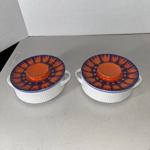 2 piatti casseruola vintage Thomas Flammfest Tulip Soufflé con coperchio Germania 6,5”x2” - Foto 1 di 11