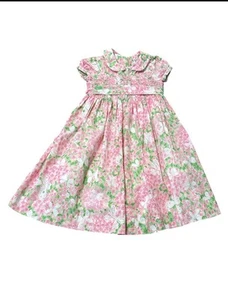 Lilly Pulitzer Girls 4/4T Pink/Green/White Smocked Dress w/Butterfly Design - Picture 1 of 8