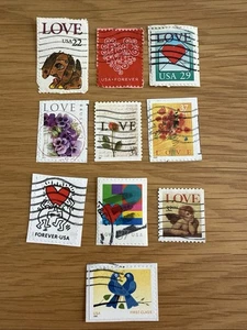 10 Love USA Briefmarken verschiedene USA gebraucht gestempelt Briefmarken Lot D - Bild 1 von 3