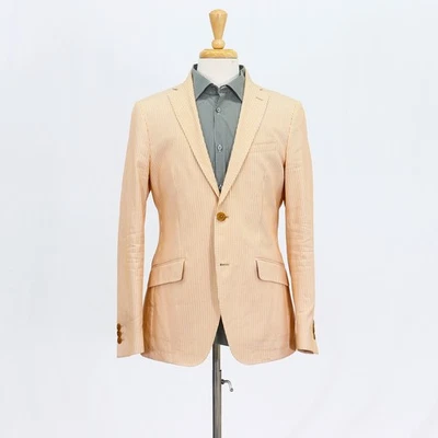 ETRO 40R Orange Sport Coat Blazer Jacket Stripe 2B Cotton - Image 1 of 4