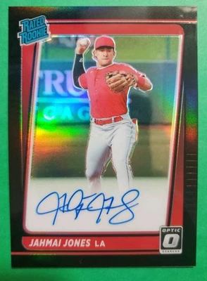 JAHMAI JONES 2021 OPTIC "RATED ROOKIE" AUTO PURPLE REFRACTOR RC SP# 9/50-ANGELS - Image 1 of 3