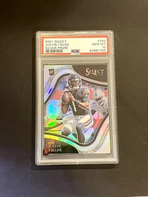 2021 Panini Select - Field Level Justin Fields #350 Silver Prizm (RC) PSA 10 - Image 1 of 2