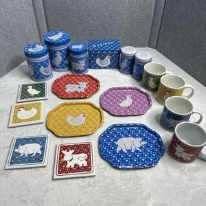 Vintage Stapeldose Kanister Rezeptkasten Salz Pfefferstreuer Tassen Untersetzer Platten - Bild 1 von 20