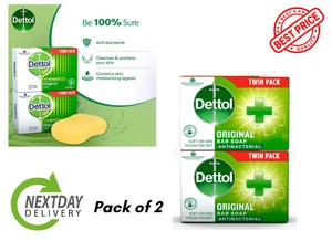 Dettol Antibacterial Soap Bar Multipack, 2 X 100g, Total 200g, Body Cleanser New - Picture 1 of 7
