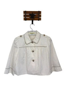 Giacca Gianni Bini bianca con bordo marrone triplo bottone cropped taglia 10 - Foto 1 di 8