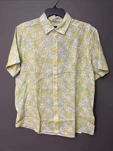 NWT Vineyard Vines Men's Large Yellow 100% Linen Button Down Cabana Shirt - Picture 1 of 14
