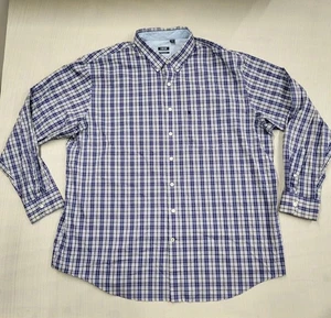 Camisa de Vestir IZOD Azul A Cuadros Manga Larga Botones Bolsillo Frontal Hombres Talla 3XLT ALTA - Imagen 1 de 13