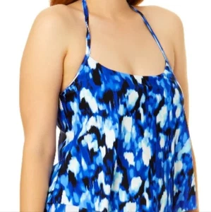 NWT Time And Tru Blue Deepest Dye Swim Tankini Top 1X (16W-18W) - Picture 1 of 6