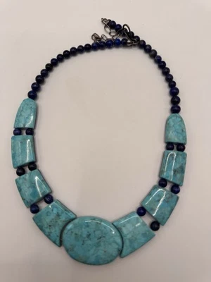 Mine Finds Jay King Turquoise & Lapis Lazuli Reversable Statement Bib Necklace - Image 1 of 4