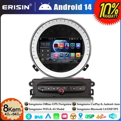 8-Kern 64GB CarPlay Android 14 Autoradio GPS Navi für BMW Mini Cooper DAB+ WiFi - Bild 1 von 4
