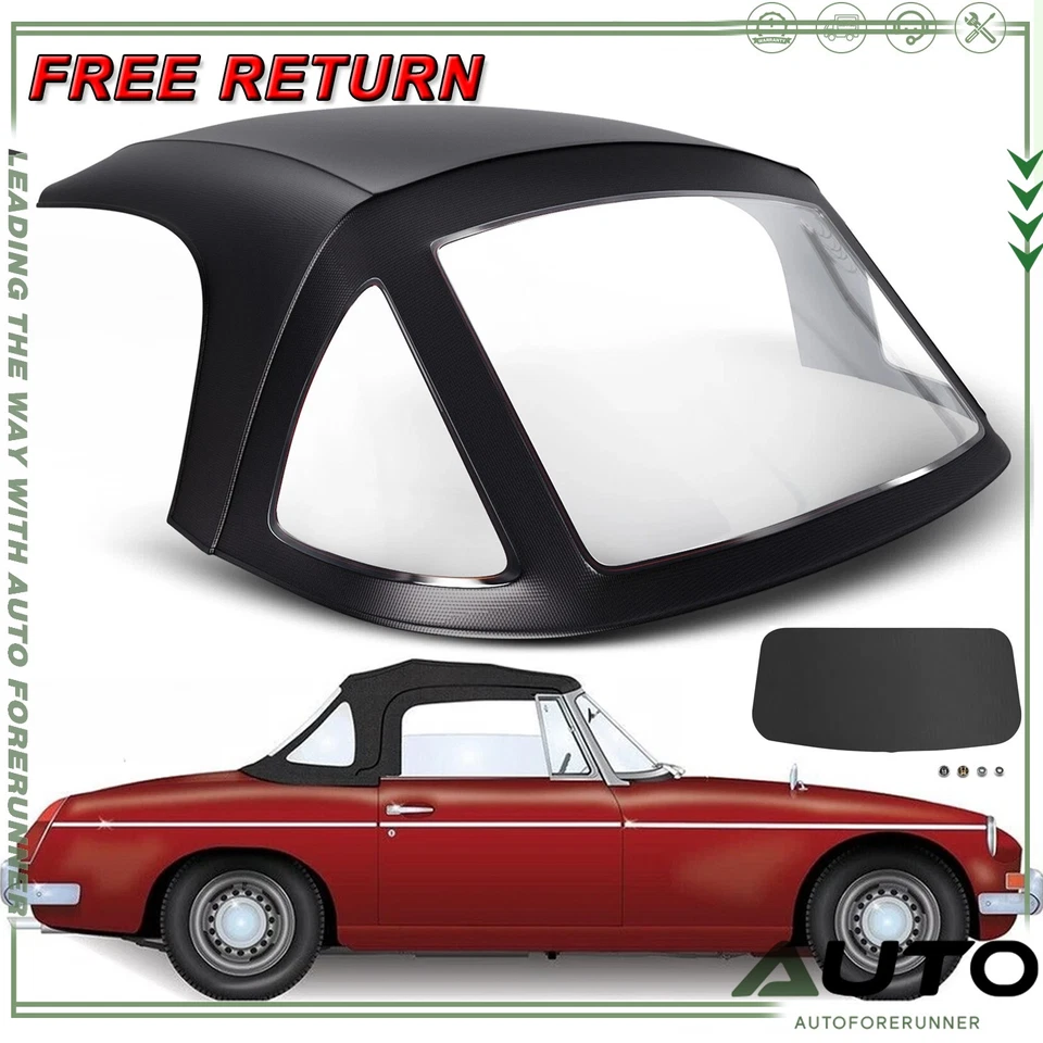 Convertible Soft Top for MG MGB 1971 1972-1980 Black w/ 3Pcs Plastic Windows Foto 1 de 4