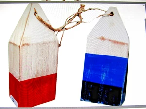 Bouys square crab pot markers on rope wood decorative - Picture 1 of 1
