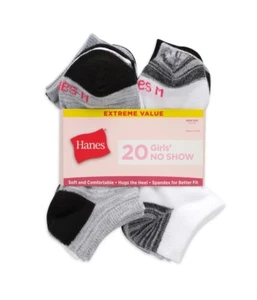Girls’ No Show Socks - Pack of 20 (Available in S, M, L) - Picture 1 of 3