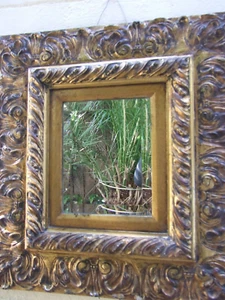 Antique Carved Florentine Giltwood Bevelled Mirror w Rectangular  Wall Frame - Picture 1 of 8