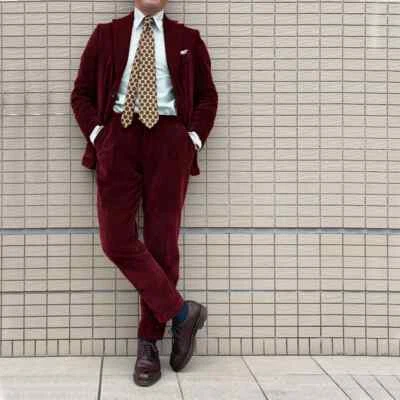 Men's Autumn Corduroy Suit Two Piece Single Breasted Jacket Pants Casual 2 Piece - Image 1 of 4