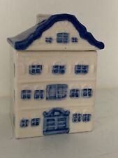 RARE!!  HANDPAINTED BLUE DELFT HOUSE W/SEPARATE ROOF  LID AND SPACE FOR A SPOON!
