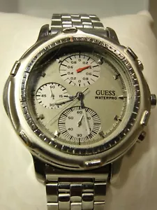 GUESS WATERPRO CHRONOGRAPH WATCH, STAINLESS STEEL CASE AND STAINLESS BAND - Picture 1 of 3