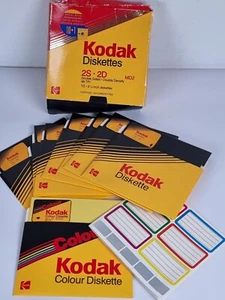 Vintage Kodak Diskettes 8+1 / 2S - 2D - MD2 + 1 x Colour 5.25'' Floppy Disks - Afbeelding 1 van 5