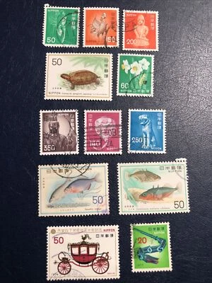 Japan 1976 Stamps, 12 Pcs,cancelled, VF/EF Condition,NH & Hinged - Image 1 of 4