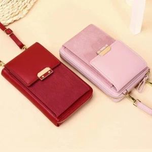 Women's Messenger Bag Shoulder Mobile Phone Bags Small PU Leather Crossbody Wall - Picture 1 of 6