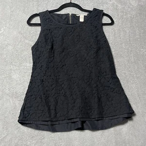 Banana Republic Top Damen 6 schwarz Blumen Spitze Shell ärmellos Tank Top - Bild 1 von 9