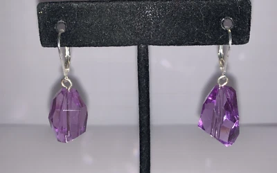 Avon Purple Faceted Pierced Earrings NIB - Image 1 of 4