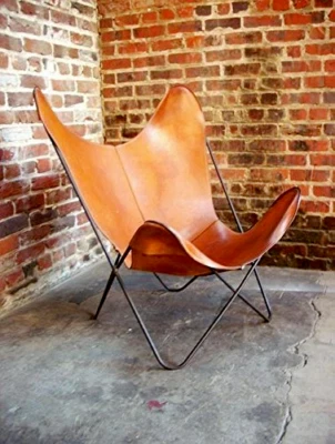 Vintage Classic Leather Butterfly Chair BKF Sleeper Seat Home Decor Furniture - Image 1 of 4