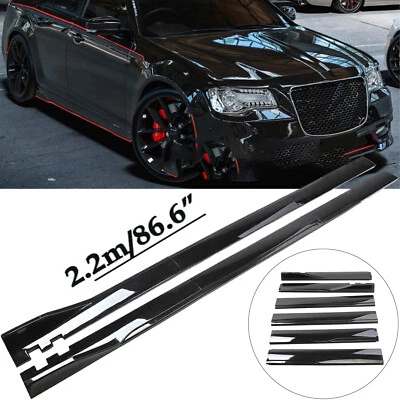 86.6'' Gloss Black Side+Skirts Extention Body Kit For Chrysler 300 C SRT8 Foto 1 de 4