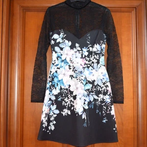 NEW £58 LIPSY LONDON SIZE 8 BLACK PASTEL FLORAL DRESS PARTY EVENING WEDDING CLUB - Picture 1 of 4