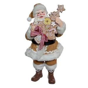Kurt Adler 10.5-inch Fabriché Gingerbread Santa Holding Tree - Picture 1 of 7