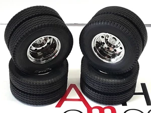 Juego de neumáticos y llantas traseros Tamiya 1/14 plataforma plana y semirremolque 56306/56302 - Imagen 1 de 6